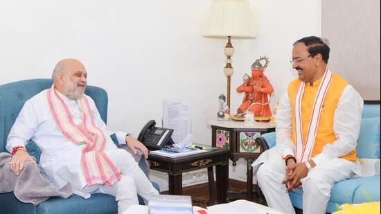 UP deputy CM Keshav Prasad Maurya met Union home minister Amit Shah in Delhi on Friday. (Sourced)