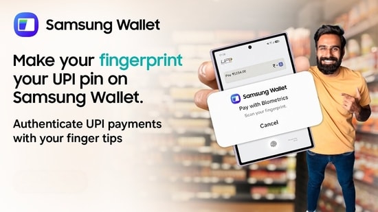 Samsung Wallet verifies your fingerprint on the device, eliminating manual UPI PIN entry for eligible payments.