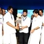 అవార్డును స్వీకరిస్తున్న సీఎం రేవంత్ 