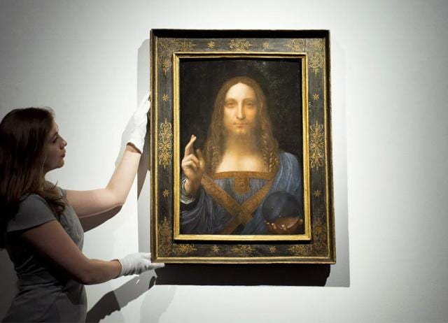 Leonardo Da Vinci’s Salvator Mundi was sold for a wild $450 million in 2017 and never seen since. (BRITANNICA) Leonardo Da Vinci’s Salvator Mundi was sold for a wild $450 million in 2017 and never seen since. (BRITANNICA)