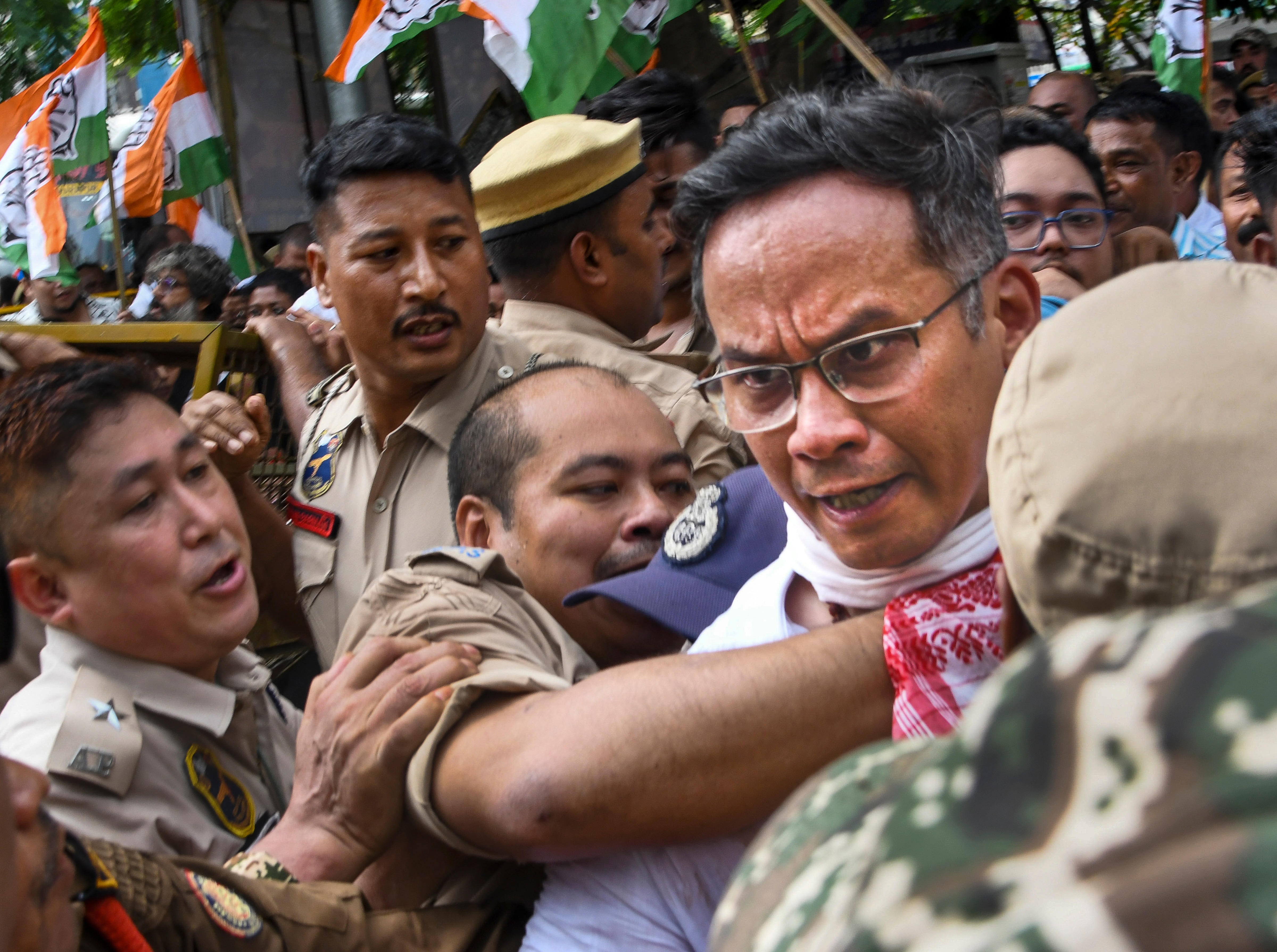 Guwahati: Police personnel detain MP and Assam Pradesh Congress Committee President Gaurav Gogoi during a protest carried out by Assam Pradesh Congress Committee against Chief Election Commissioner (CEC) Gyanesh Kumar, in Guwahati, Assam, Friday, Sept. 25, 2026. (PTI Photo)(PTI09_25_2026_000192A) (PTI) Guwahati: Police personnel detain MP and Assam Pradesh Congress Committee President Gaurav Gogoi during a protest carried out by Assam Pradesh Congress Committee against Chief Election Commissioner (CEC) Gyanesh Kumar, in Guwahati, Assam, Friday, Sept. 25, 2026. (PTI Photo)(PTI09_25_2026_000192A) (PTI)