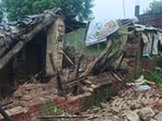 A damaged house in Tarti village of Holagarh area in Prayagraj. (HT Photo)