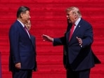 President Donald Trump, right, speaks with China's President Xi Jinping on the steps of the National Archives Museum, Friday, Sept. 25, 2026, in Washington. AP/PTI(AP09_26_2026_000001B)