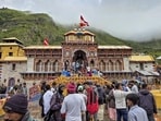 Devotees gather to offer prayers at the Badrinath Dham temple in Chamoli, Uttarakhand.