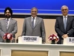Chief Election Commissioner Gyanesh Kumar along with Election Commissioners Sukhbir Singh Sandhu and Vivek Joshi.
