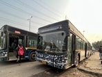 Infrastructure for the electric fleet has been developed at the Sector 10 depot. A second depot at Sector 48 is also being prepared to accommodate more buses. (HT Archive)