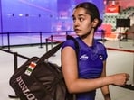 India's Anahat Singh after winning the women's singles semi-final against Japan's Satomi Watanabe at the 20th Asian Games in Nagoya on Saturday.