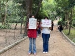 Protesters were moved from the Siri Fort Road to Arun Jaitley Park at around 5pm on Friday. (HT Photo)