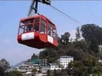 The state cabinet in May had cancelled the tender for the much-touted  <span class='webrupee'>₹</span>2,980 crore Shimla aerial ropeway project due to huge cost escalation. (HT File)