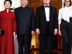 (L-R) Peng Liyuan, Xi Jinping, Donald Trump, Melania Trump