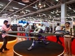 Uttar Pradesh International Trade Show showcasing a diverse range of trade and cultural exhibits in Greater Noida on Friday (Sunil Ghosh /Hindustan Times)