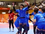 ndia's Manisha Kumari celebrates with teammates after winning the gold medal in kabaddi on Saturday. (REUTERS)