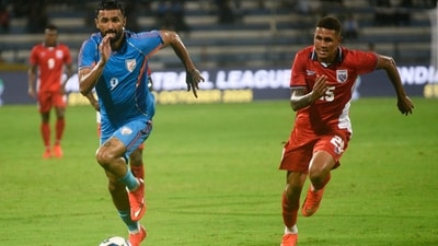 India's Manvir Singh (L) dribbles as Panama's Joseph Edward Jones Cordoba defends during an international friendly in Bengaluru on Friday. (AP) India's Manvir Singh (L) dribbles as Panama's Joseph Edward Jones Cordoba defends during an international friendly in Bengaluru on Friday. (AP)