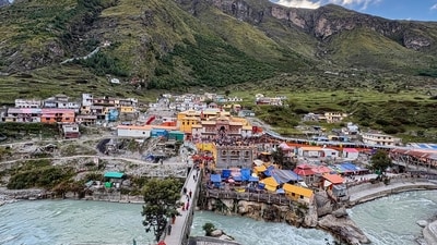 A view of the Badrinath Temple, nestled between the Nar and Narayana mountain ranges on the bank of the Alaknanda river. (PTI) A view of the Badrinath Temple, nestled between the Nar and Narayana mountain ranges on the bank of the Alaknanda river. (PTI)