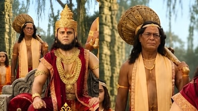 Mahakavya Shri Ramayan Katha poster sparks reactions over vanar wearing spectacles. Mahakavya Shri Ramayan Katha poster sparks reactions over vanar wearing spectacles.