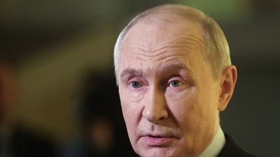 Russian President Vladimir Putin speaks to journalists after attend an international culture forum in St. Petersburg, Russia, Friday, Sept. 25, 2026. (Alexander Kazakov/Pool Sputnik K)