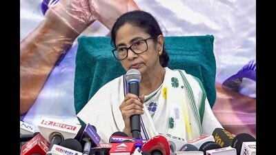 Trinamool Congress (TMC) leaders said that she is expected to give a roadmap of the party’s protest movement in the coming days against the ECI and the Bharatiya Janata Party (BJP) in the coming days. (PTI) Trinamool Congress (TMC) leaders said that she is expected to give a roadmap of the party’s protest movement in the coming days against the ECI and the Bharatiya Janata Party (BJP) in the coming days. (PTI)