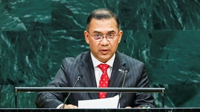 Bangladesh's Prime Minister Tarique Rahman addresses the 81st United Nations General Assembly at UN headquarters in New York City, US, September 24, 2026. (REUTERS)