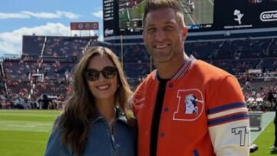 Tim Tebow with wife Demi-Leigh at an NFL game. (Instagram/timtebow) Tim Tebow with wife Demi-Leigh at an NFL game. (Instagram/timtebow)