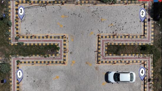 Aerial view of the hi-tech testing track equipped with CCTV cameras and sensors. (HT Photo)