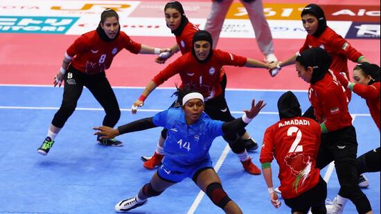 India's Sanju Devi against Iran's Atena Madadi in action against at the Asian Games in Aichi-Nagoya 2026, Japan. (REUTERS)