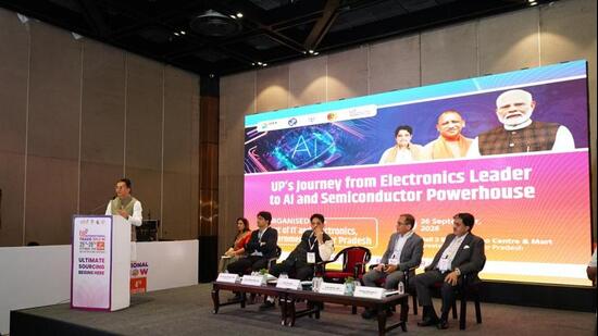 Union minister Jitin Prasada at the UP International Trade Show in Greater Noida on Saturday. (SOURCED IMAGE)