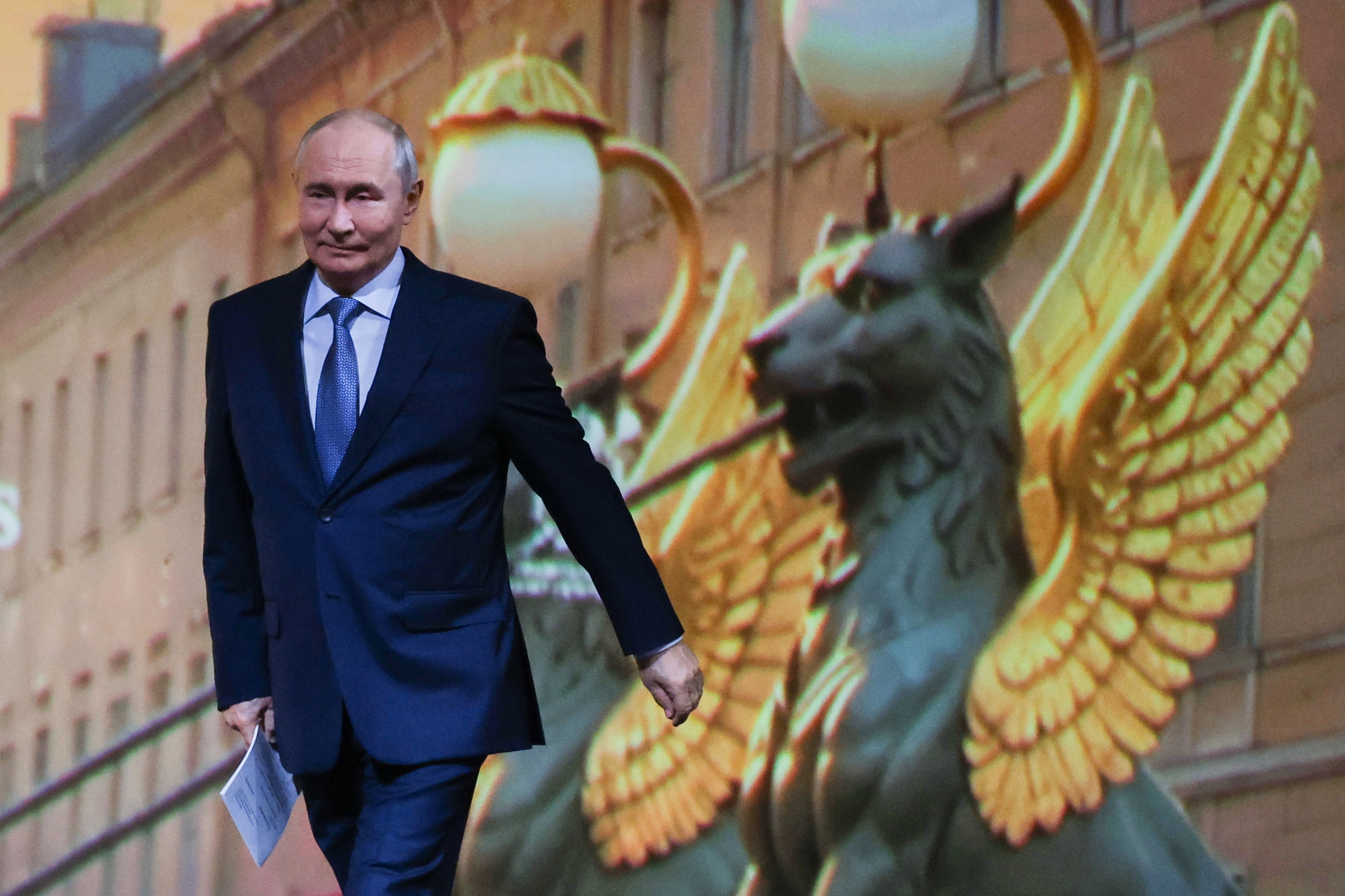 Russian President Vladimir Putin at an event in St. Petersburg, Russia. (Pool Sputnik K via AP Photo) Russian President Vladimir Putin at an event in St. Petersburg, Russia. (Pool Sputnik K via AP Photo)