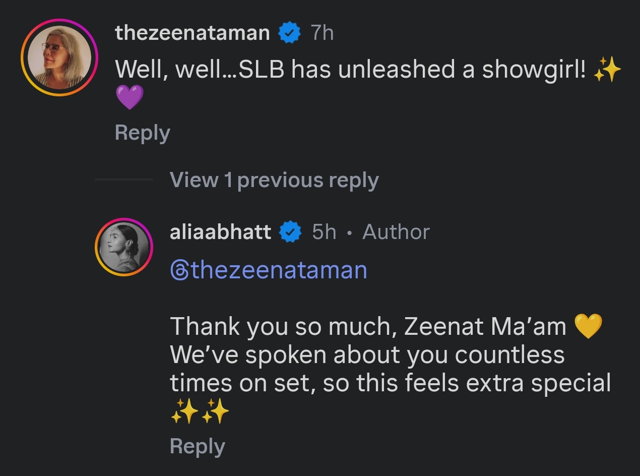 Zeenat Aman and Alia Bhatt on Love & War. Zeenat Aman and Alia Bhatt on Love & War.