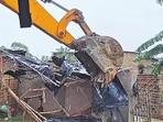 Authorities in Bihar’s Banka district demolish illegal huts and encroachments. (HT_PRINT)