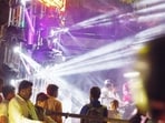 COEP Technological University and Maharashtra Pollution Control Board recorded an average of 104.5 dB across ten junctions in Laxmi Road area, up from 92.6 dB in 2025. (MAHENDRA KOLHE/HT)