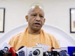 Chief minister Yogi Adityanath at a press conference at his official residence in Lucknow on Sunday. (PTI PHOTO)