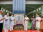 Delhi CM Rekha Gupta, transport minister Pankaj Kumar Singh and others during the inauguration of the second Automated Testing Station at Burari on Saturday.