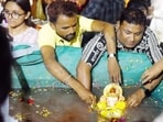 PMC recorded 6,77,057 idols immersed or collected for immersion during Ganeshotsav 2026—up from 6,54,410 last year, an increase of nearly 3.5%, officials said on Saturday. (MAHENDRA KOLHE/HT)