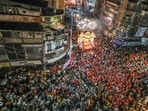 Pune’s Ganpati immersion procession concluded on Saturday evening after continuing for more than 33 hours, over an hour longer than last year. (HT)