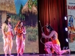 Actors performing Ramleela at the Russian House