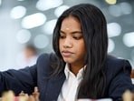 Savitha Shri B of India at theFIDE Chess Olympiad 2026 in Uzbekistan, Samarkand (Rafal Oleksiewicz/FIDE)