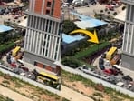 A Bengaluru woman shared a video showing cars stuck in traffic inside a residential society on a Saturday afternoon.