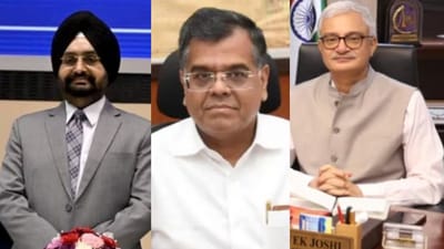 Election Commissioners S S Sandhu and Vivek Joshi, and cabinet secretary TV Somanathan. Election Commissioners S S Sandhu and Vivek Joshi, and cabinet secretary TV Somanathan.