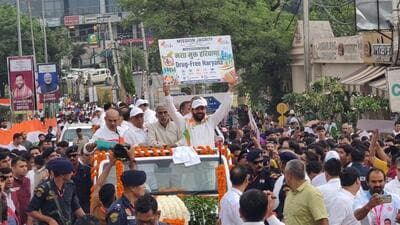 Faridabad’s Namo Half Marathon drew over 2 lakh participants as Haryana CM Nayab Singh Saini flagged off races under the drug-free Haryana campaign. Faridabad’s Namo Half Marathon drew over 2 lakh participants as Haryana CM Nayab Singh Saini flagged off races under the drug-free Haryana campaign.