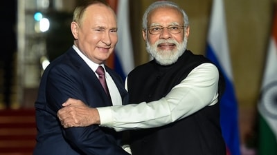 Prime Minister Narendra Modi receives Russian President Vladimir Putin for a meeting at Hyderabad House in New Delhi. (PTI File Photo) Prime Minister Narendra Modi receives Russian President Vladimir Putin for a meeting at Hyderabad House in New Delhi. (PTI File Photo)