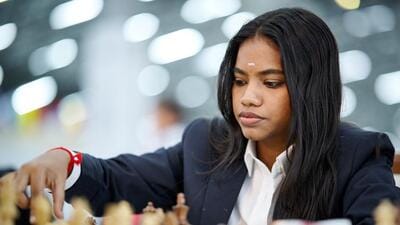 Savitha Shri B of India at theFIDE Chess Olympiad 2026 in Uzbekistan, Samarkand (Rafal Oleksiewicz/FIDE) Savitha Shri B of India at theFIDE Chess Olympiad 2026 in Uzbekistan, Samarkand (Rafal Oleksiewicz/FIDE)