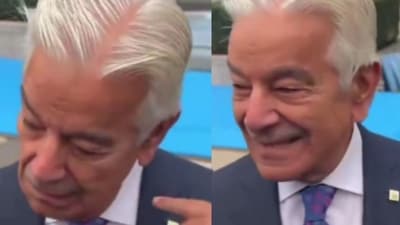 Asif interrupted the journalist and did not directly answer the question. (X@khybereena) Asif interrupted the journalist and did not directly answer the question. (X@khybereena)