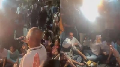 A massive protest was held in Tilak Nagar against the alleged hooliganism of BJP government minister Parvesh Verma. (X@AAPDelhi) A massive protest was held in Tilak Nagar against the alleged hooliganism of BJP government minister Parvesh Verma. (X@AAPDelhi)