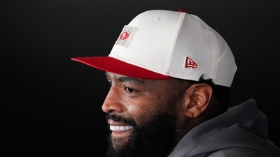 San Francisco 49ers offensive tackle Trent Williams speaks to the media following a practice Tuesday, Sept. 8. (AP Photo/Asanka Brendon Ratnayak)