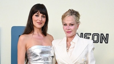 Actor Dakota Johnson  with mom Melanie Griffith