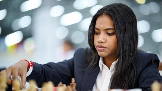 Savitha Shri B of India at theFIDE Chess Olympiad 2026 in Uzbekistan, Samarkand (Rafal Oleksiewicz/FIDE)