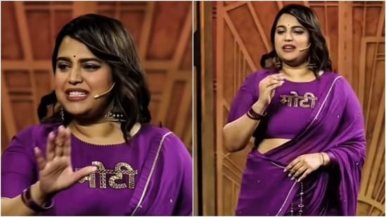 Swara Bhasker stole attention by wearing a blouse with 'moti' written on it. 