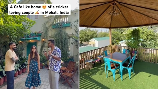 The home is covered in greenery and popping colours, and includes a rooftop seating area. ( @priyamsaraswat/YouTube)