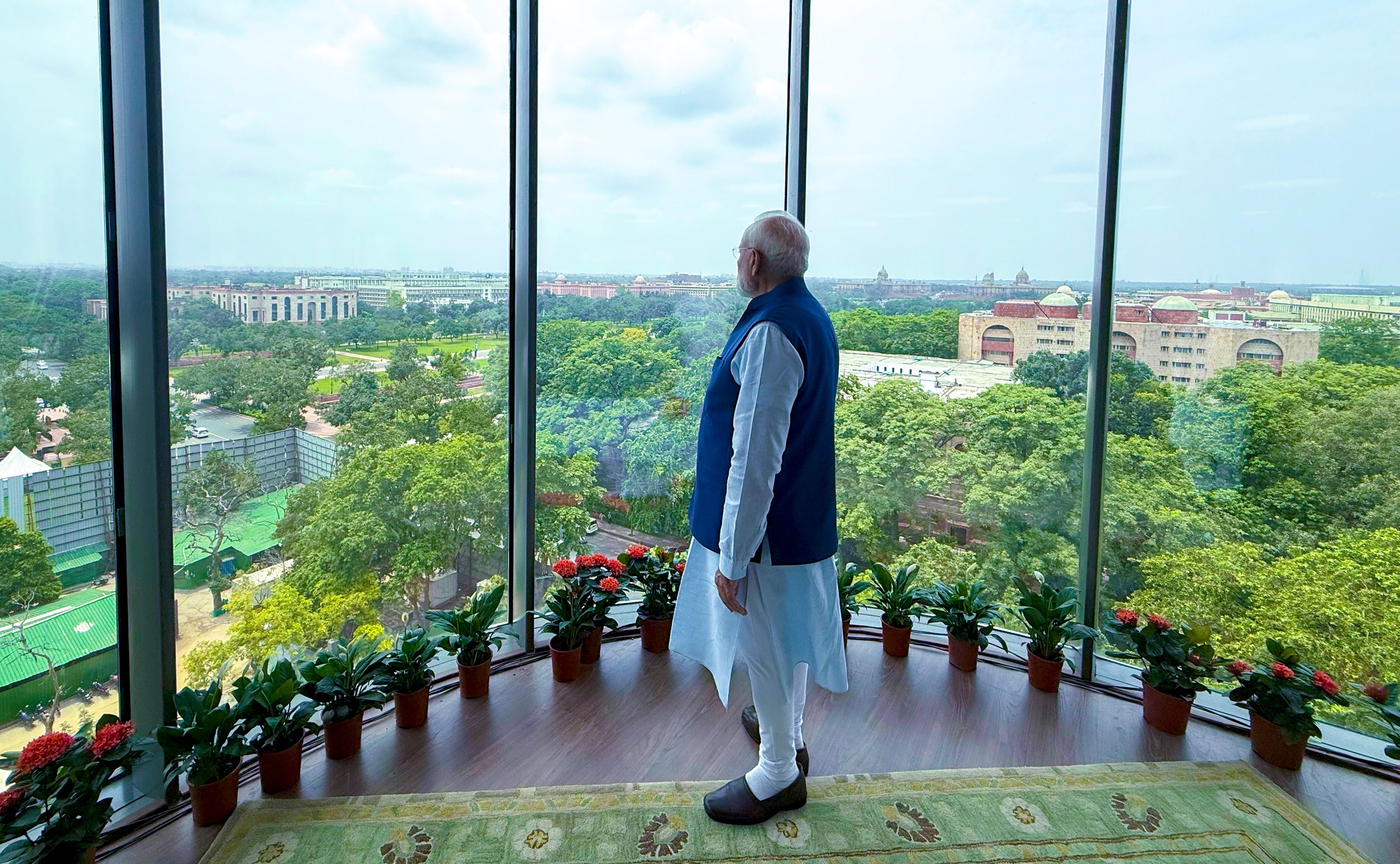 Prime Minister Narendra Modi tours Kartavya Bhawan after inaugurating the first of 10 Common Central Secretariat buildings, in New Delhi, in 2025. (HT File Photo)