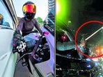 (First from left) The widely shared September 14 road-rage incident on Golf Course Road, in which Shivani “Sia” Chauhan was injured; and another road-rage incident on the road on August 25, in which an SUV attacked a mother-daughter duo’s car. (@rebelwheels_sia_/Instagram; sourced)